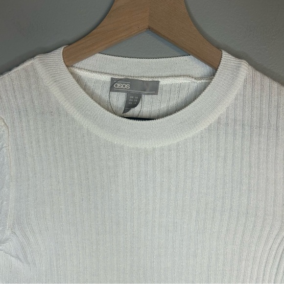 *NWT* ASOS DESIGN Cropped Crew Neck Ribbed Jumper Sweater in Cream, Size 6 - Picture 6 of 12